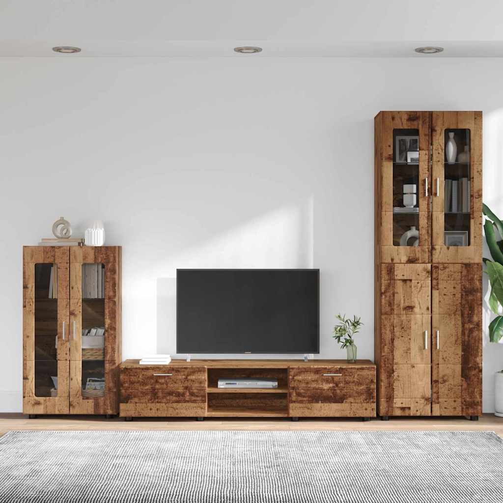 Tv-meubelset met lade FLORIN 3 pcs Oudhout Bewerkt hout is nu te koop bij PeponiXL, paradijselijk wonen!