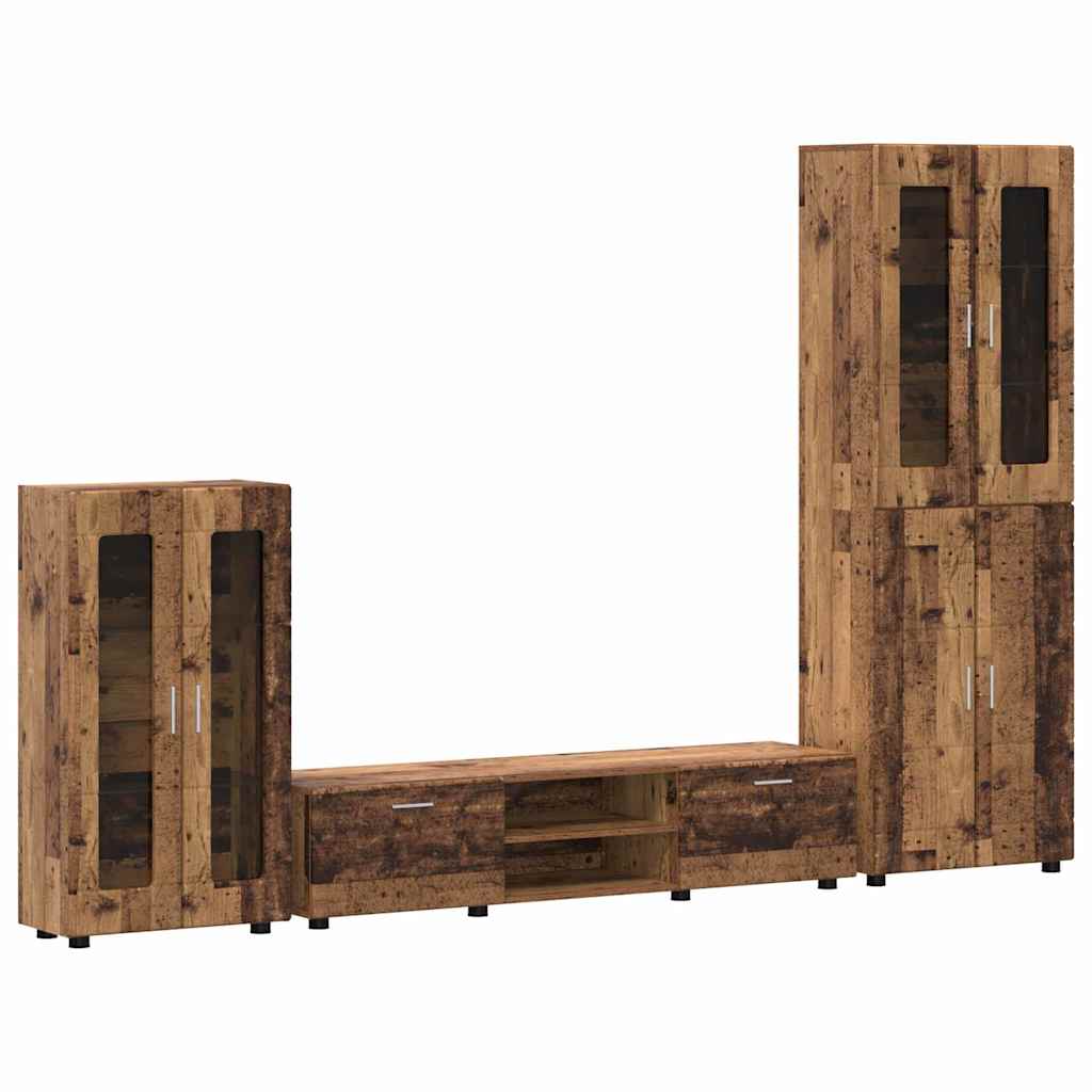 Tv-meubelset met lade FLORIN 3 pcs Oudhout Bewerkt hout is nu te koop bij PeponiXL, paradijselijk wonen!