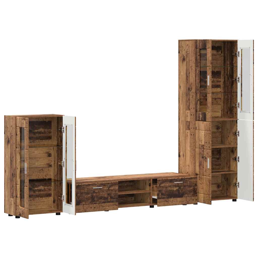 Tv-meubelset met lade FLORIN 3 pcs Oudhout Bewerkt hout is nu te koop bij PeponiXL, paradijselijk wonen!