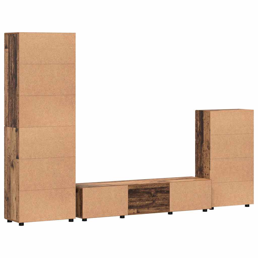 Tv-meubelset met lade FLORIN 3 pcs Oudhout Bewerkt hout is nu te koop bij PeponiXL, paradijselijk wonen!