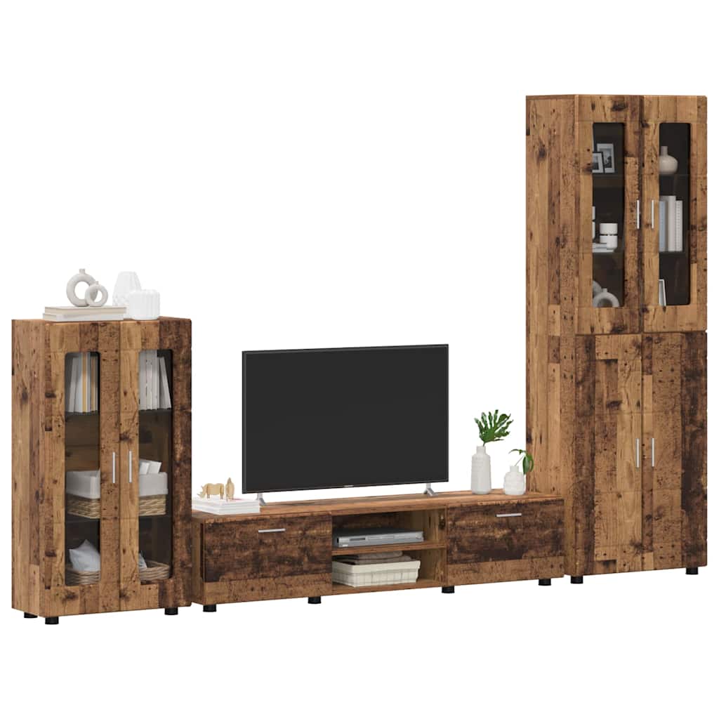 Tv-meubelset met lade FLORIN 3 pcs Oudhout Bewerkt hout is nu te koop bij PeponiXL, paradijselijk wonen!