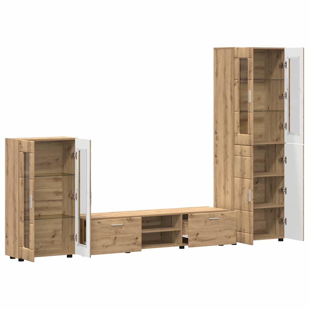 Tv-meubelset met lade FLORIN 3 pcs Artisan Eiken Bewerkt hout is nu te koop bij PeponiXL, paradijselijk wonen!
