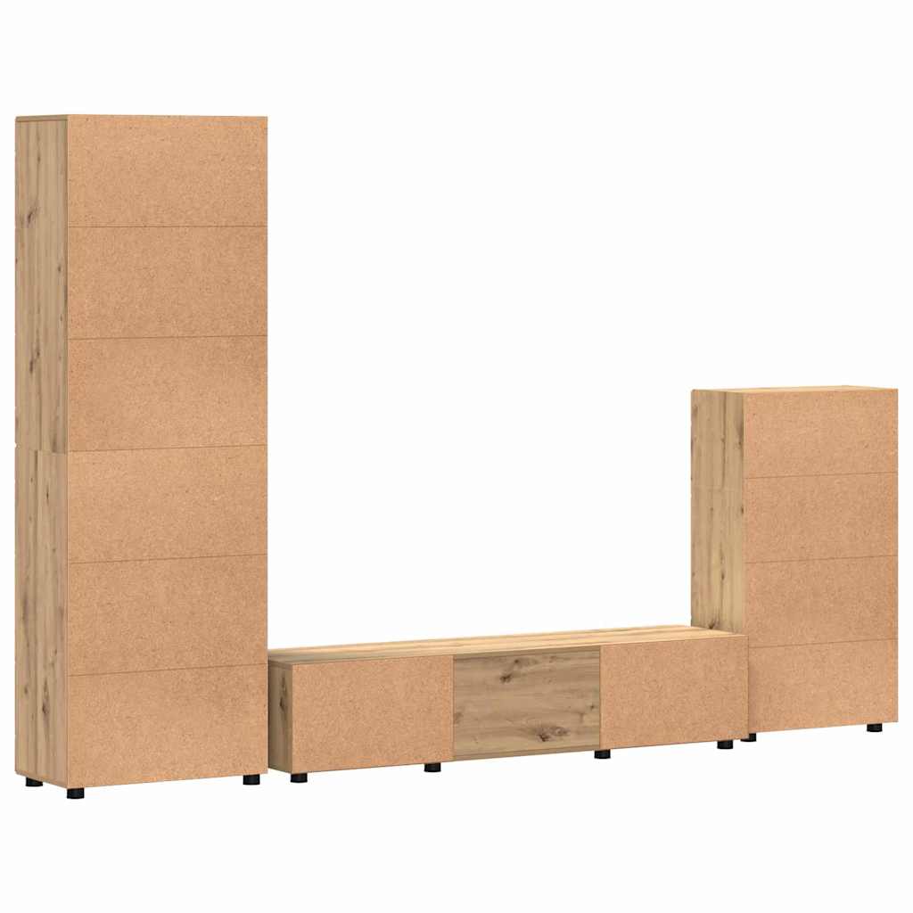 Tv-meubelset met lade FLORIN 3 pcs Artisan Eiken Bewerkt hout is nu te koop bij PeponiXL, paradijselijk wonen!