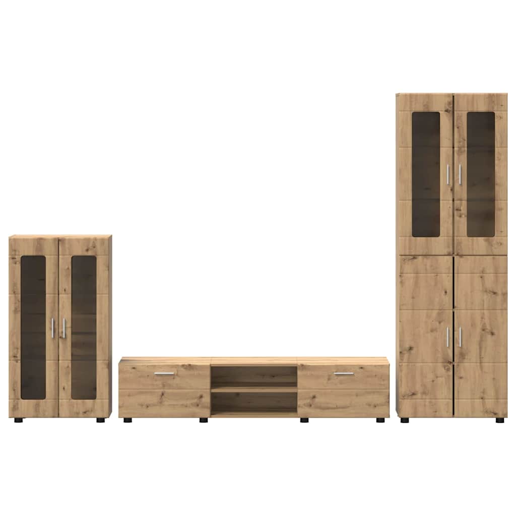 Tv-meubelset met lade FLORIN 3 pcs Artisan Eiken Bewerkt hout is nu te koop bij PeponiXL, paradijselijk wonen!