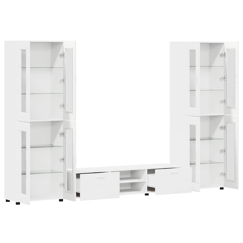 Tv-meubelset met lade met plank FLORIN 3 pcs Wit Bewerkt hout is nu te koop bij PeponiXL, paradijselijk wonen!