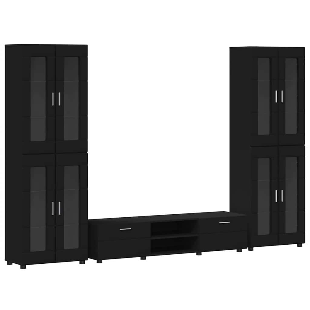 Tv-meubelset met lade met plank FLORIN 3 pcs Zwart Bewerkt hout is nu te koop bij PeponiXL, paradijselijk wonen!