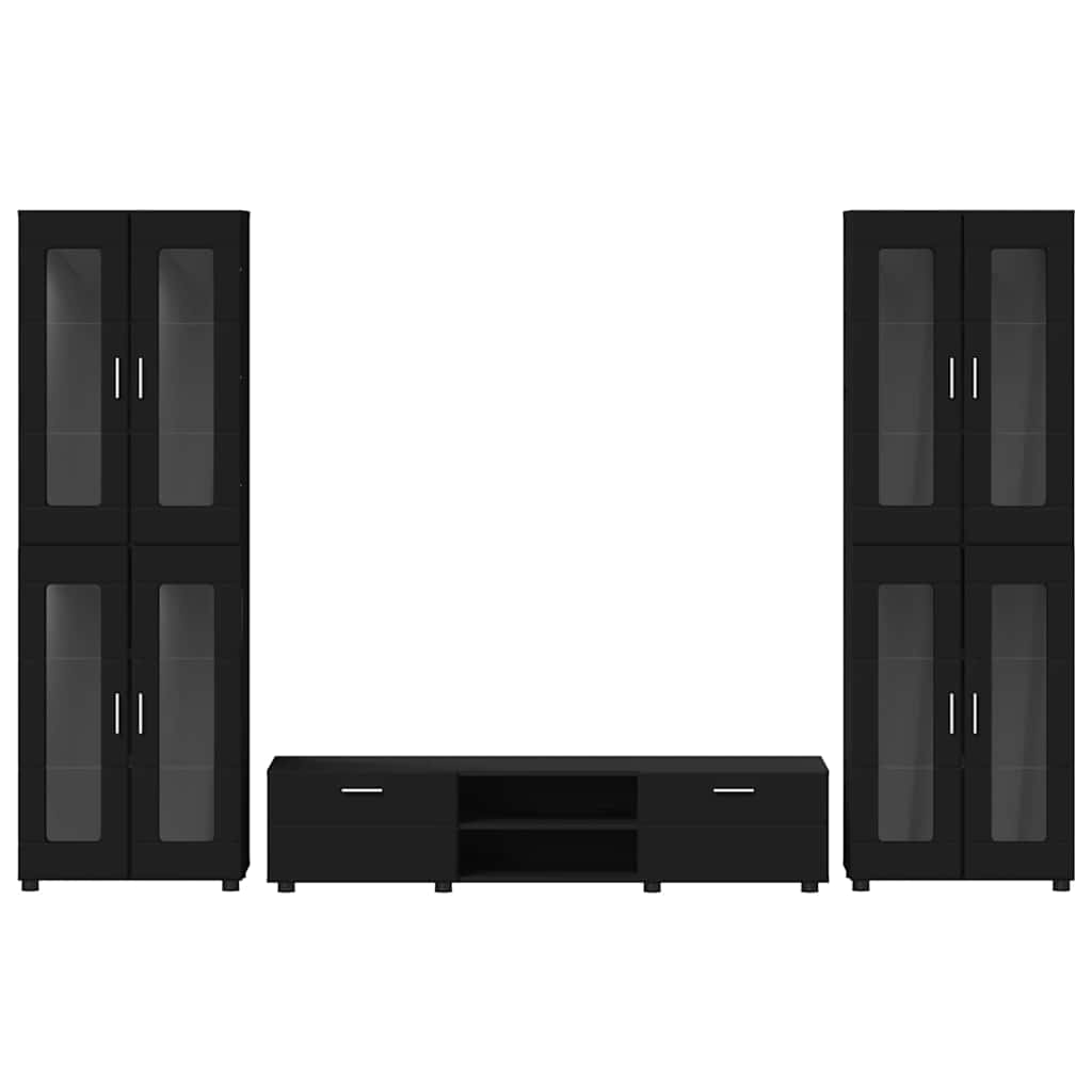 Tv-meubelset met lade met plank FLORIN 3 pcs Zwart Bewerkt hout is nu te koop bij PeponiXL, paradijselijk wonen!