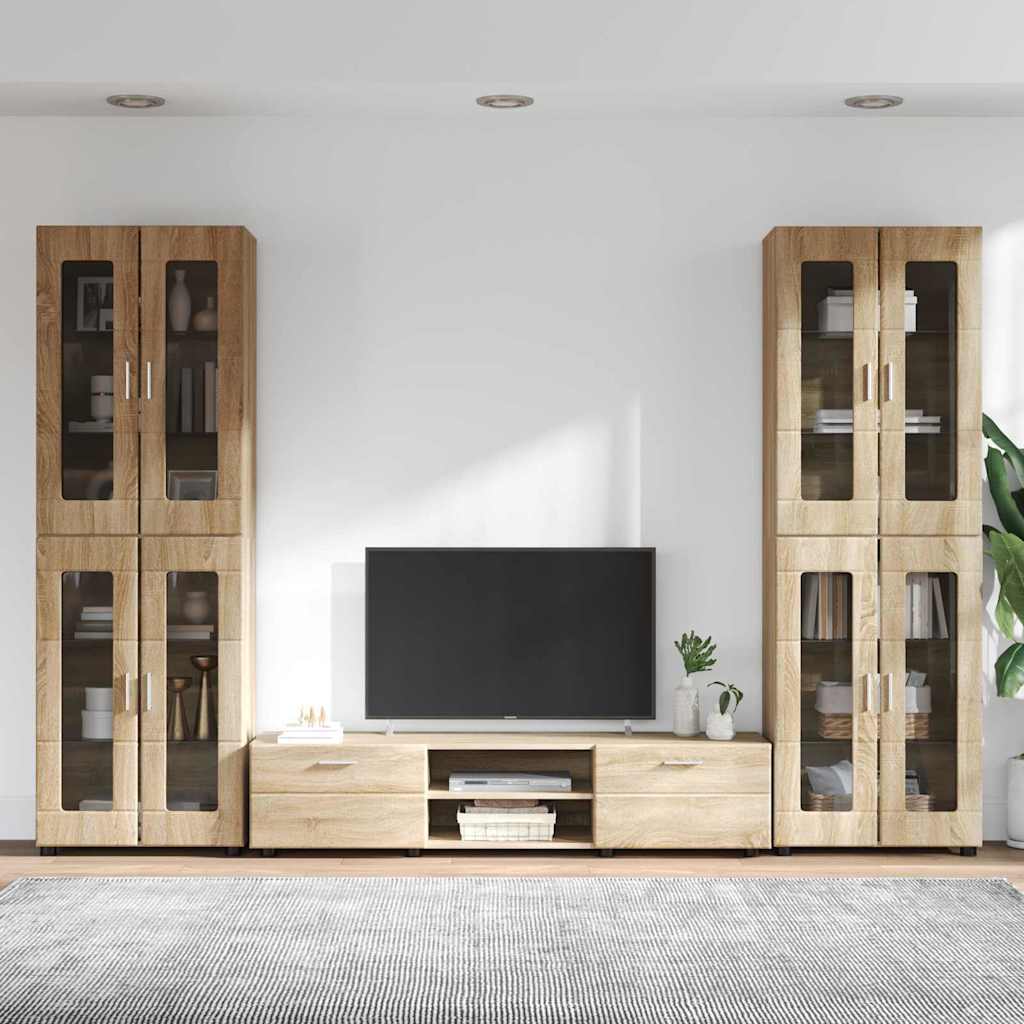 Tv-meubelset met lade FLORIN 3 pcs Sonoma Eiken Bewerkt hout is nu te koop bij PeponiXL, paradijselijk wonen!