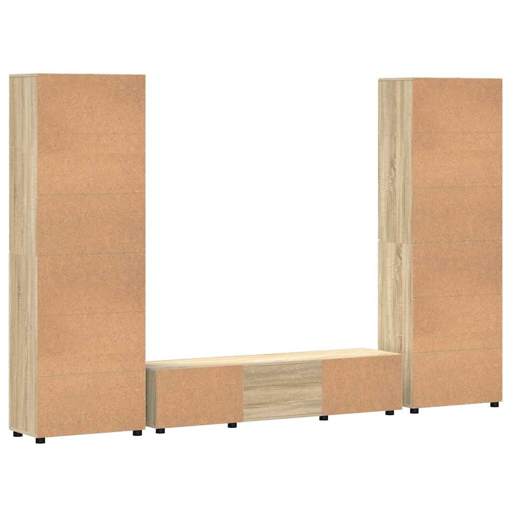 Tv-meubelset met lade FLORIN 3 pcs Sonoma Eiken Bewerkt hout is nu te koop bij PeponiXL, paradijselijk wonen!