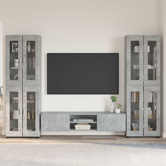 Tv-meubelset met lade FLORIN 3 pcs Beton Grijs Bewerkt hout is nu te koop bij PeponiXL, paradijselijk wonen!