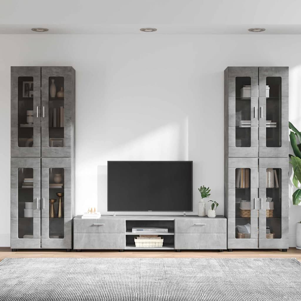 Tv-meubelset met lade FLORIN 3 pcs Beton Grijs Bewerkt hout is nu te koop bij PeponiXL, paradijselijk wonen!
