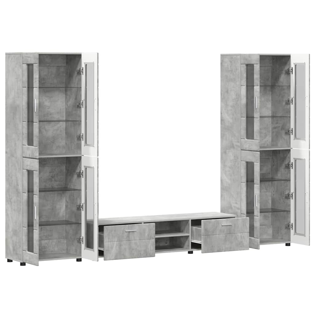 Tv-meubelset met lade FLORIN 3 pcs Beton Grijs Bewerkt hout is nu te koop bij PeponiXL, paradijselijk wonen!