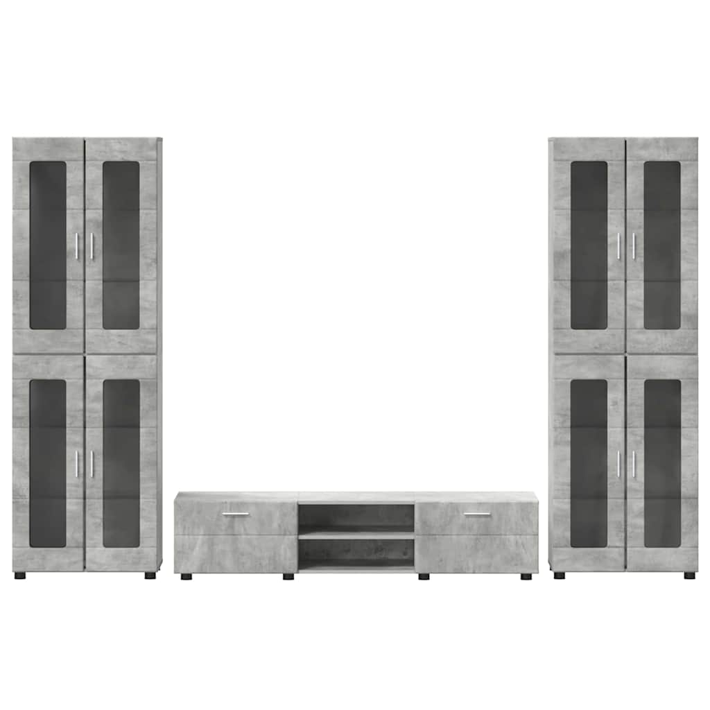 Tv-meubelset met lade FLORIN 3 pcs Beton Grijs Bewerkt hout is nu te koop bij PeponiXL, paradijselijk wonen!