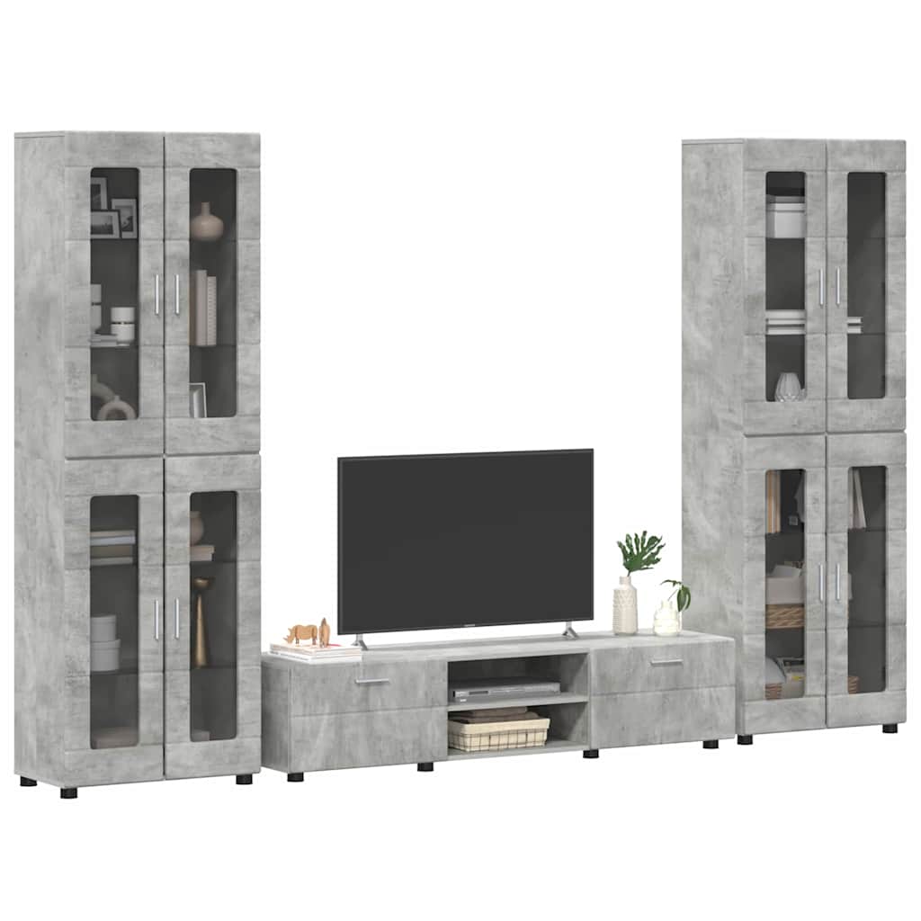Tv-meubelset met lade FLORIN 3 pcs Beton Grijs Bewerkt hout is nu te koop bij PeponiXL, paradijselijk wonen!