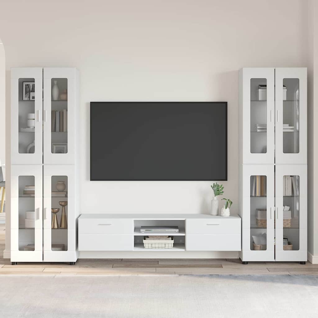 Tv-meubelset met lade FLORIN 3 pcs Hoogglans wit Bewerkt hout is nu te koop bij PeponiXL, paradijselijk wonen!