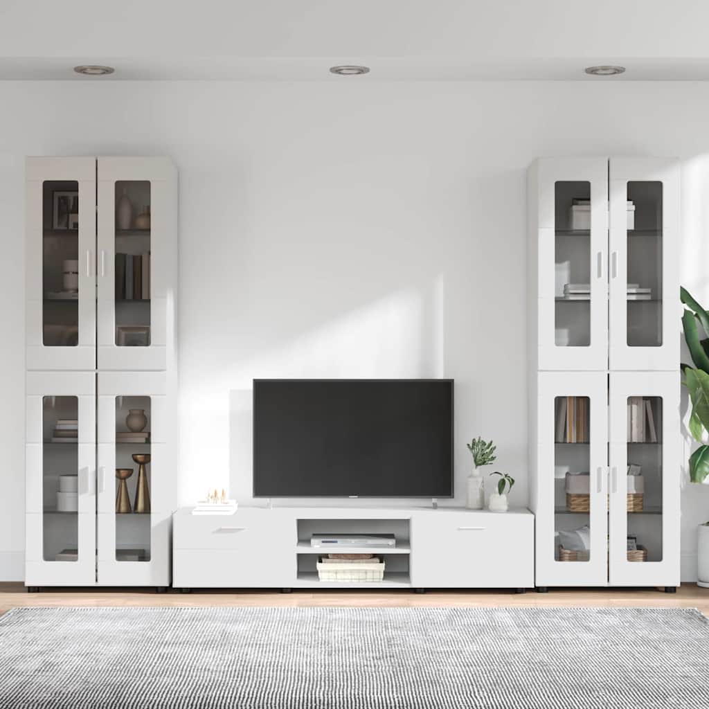 Tv-meubelset met lade FLORIN 3 pcs Hoogglans wit Bewerkt hout is nu te koop bij PeponiXL, paradijselijk wonen!