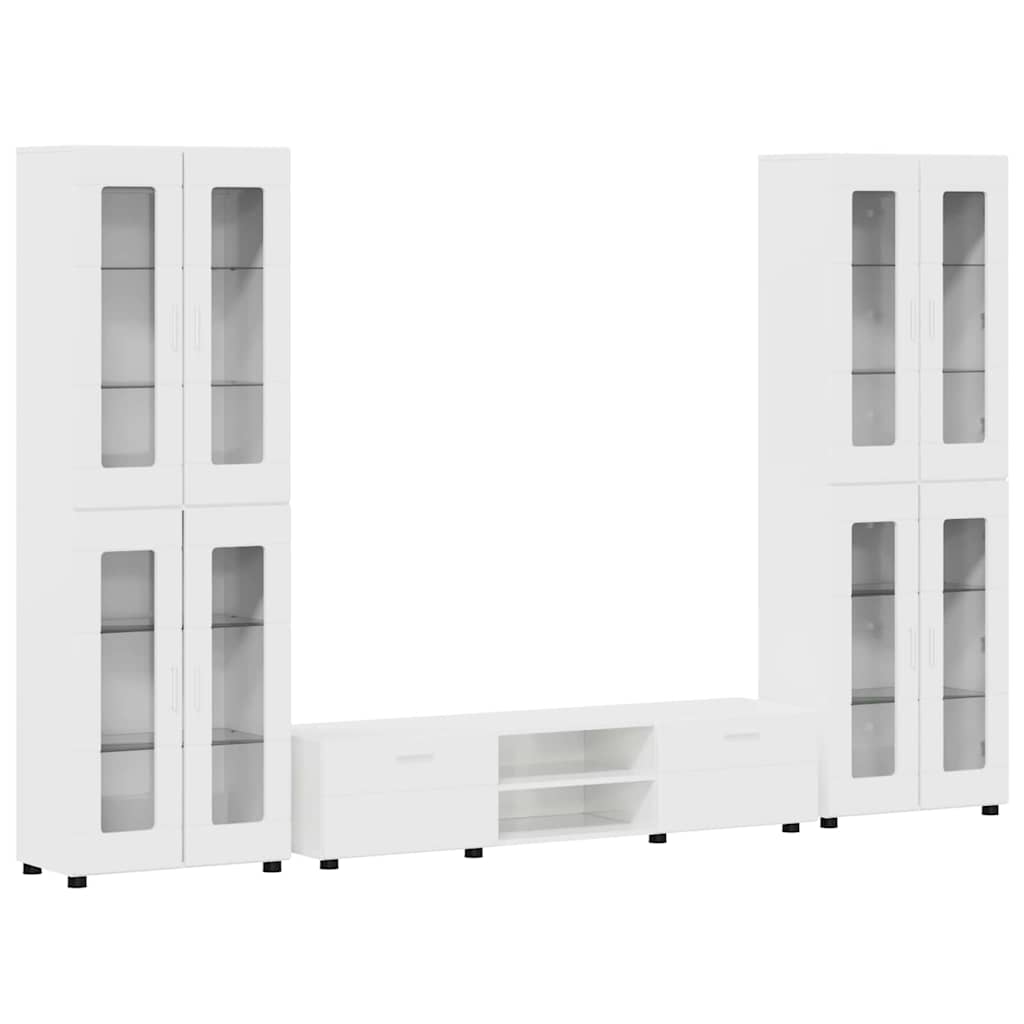 Tv-meubelset met lade FLORIN 3 pcs Hoogglans wit Bewerkt hout is nu te koop bij PeponiXL, paradijselijk wonen!