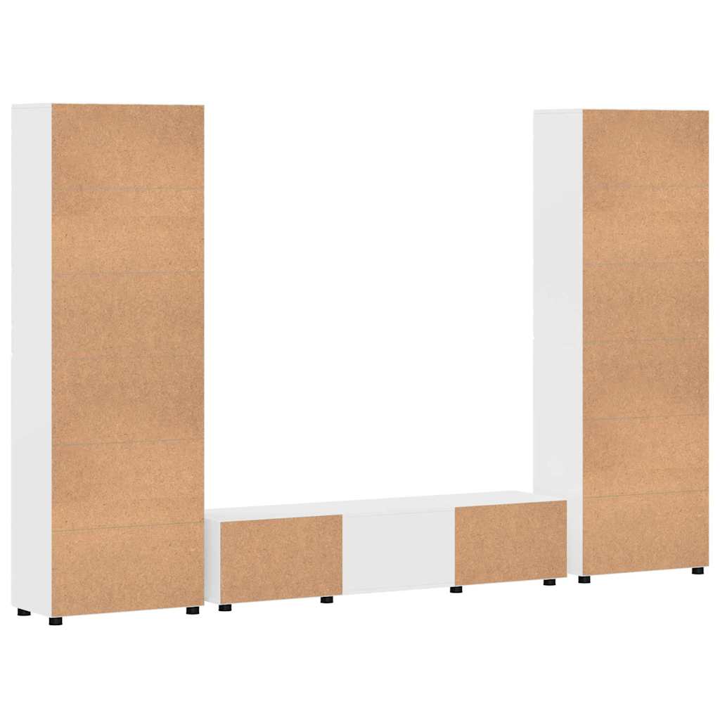 Tv-meubelset met lade FLORIN 3 pcs Hoogglans wit Bewerkt hout is nu te koop bij PeponiXL, paradijselijk wonen!