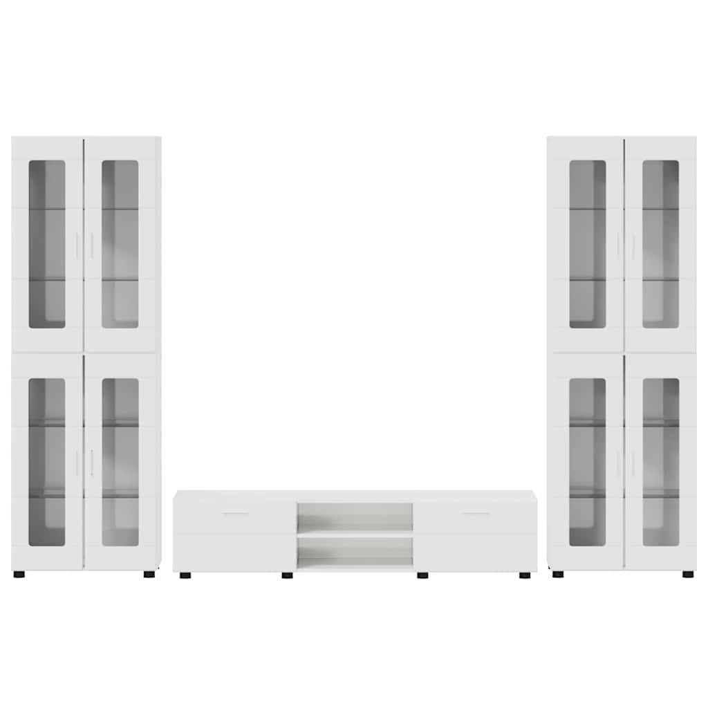 Tv-meubelset met lade FLORIN 3 pcs Hoogglans wit Bewerkt hout is nu te koop bij PeponiXL, paradijselijk wonen!