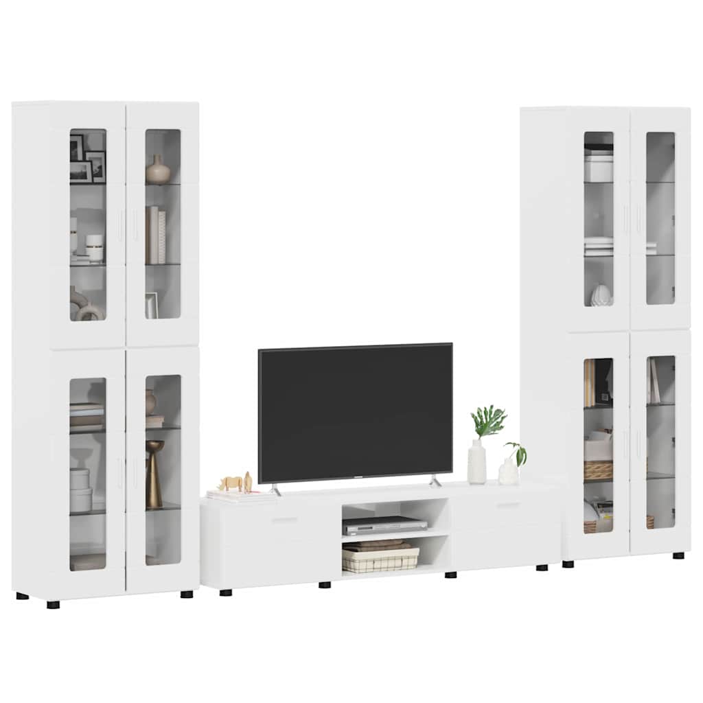 Tv-meubelset met lade FLORIN 3 pcs Hoogglans wit Bewerkt hout is nu te koop bij PeponiXL, paradijselijk wonen!