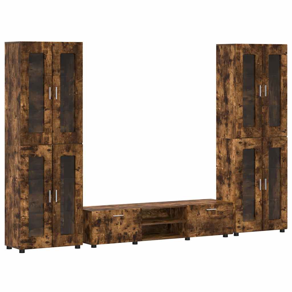 Tv-meubelset met lade FLORIN 3 pcs Gerookt eiken Bewerkt hout is nu te koop bij PeponiXL, paradijselijk wonen!