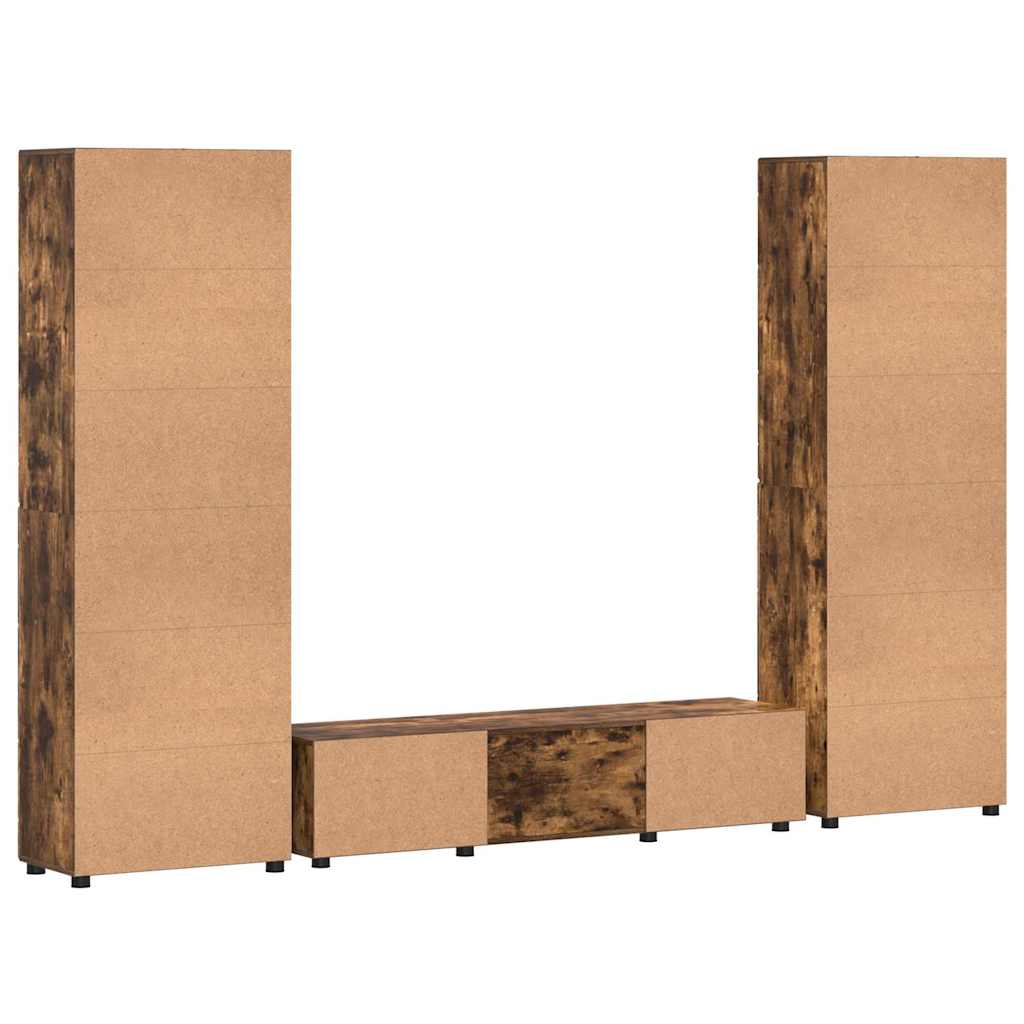 Tv-meubelset met lade FLORIN 3 pcs Gerookt eiken Bewerkt hout is nu te koop bij PeponiXL, paradijselijk wonen!