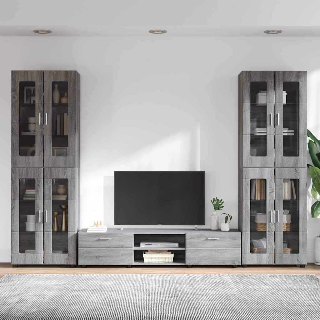 Tv-meubelset met lade FLORIN 3 pcs Grijs Sonoma Bewerkt hout is nu te koop bij PeponiXL, paradijselijk wonen!
