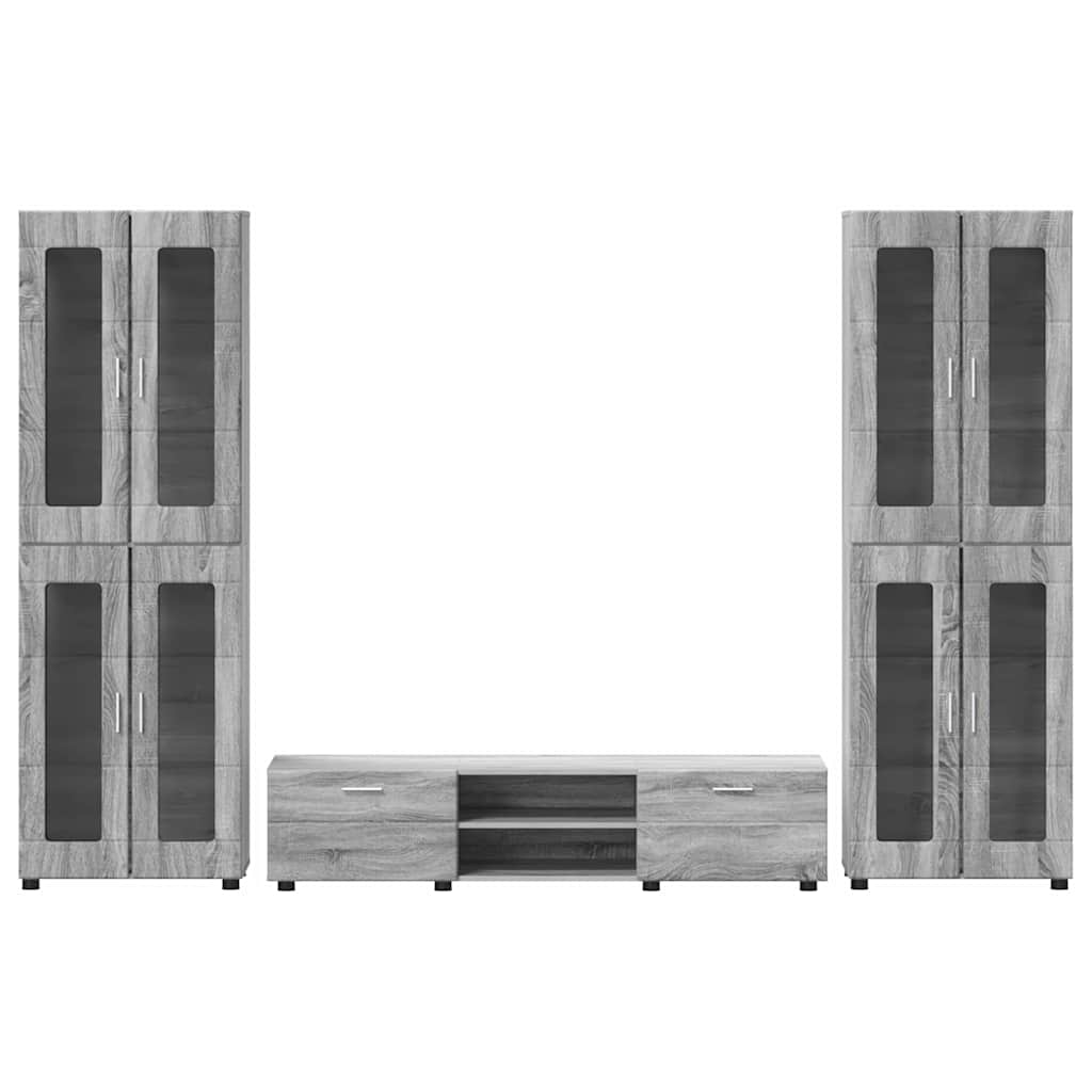 Tv-meubelset met lade FLORIN 3 pcs Grijs Sonoma Bewerkt hout is nu te koop bij PeponiXL, paradijselijk wonen!