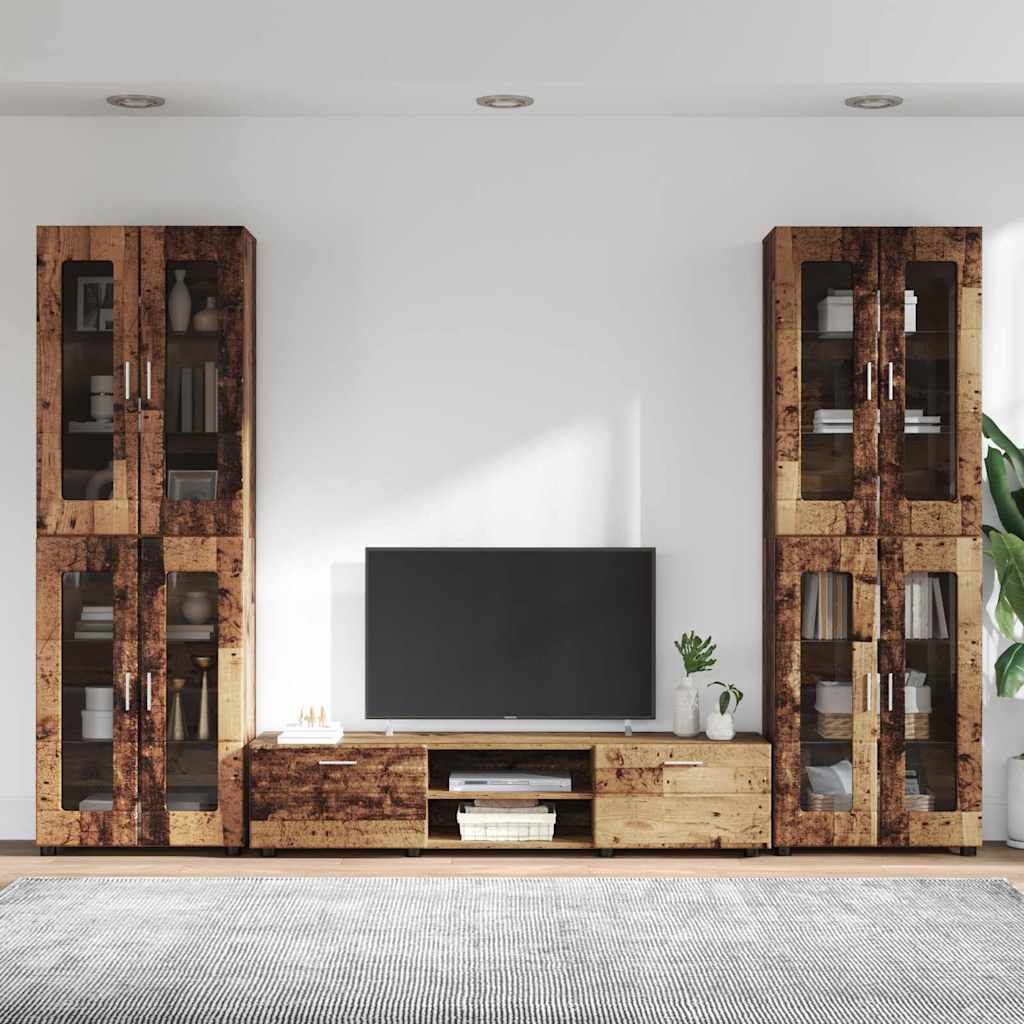 Tv-meubelset met lade FLORIN 3 pcs Oudhout Bewerkt hout is nu te koop bij PeponiXL, paradijselijk wonen!