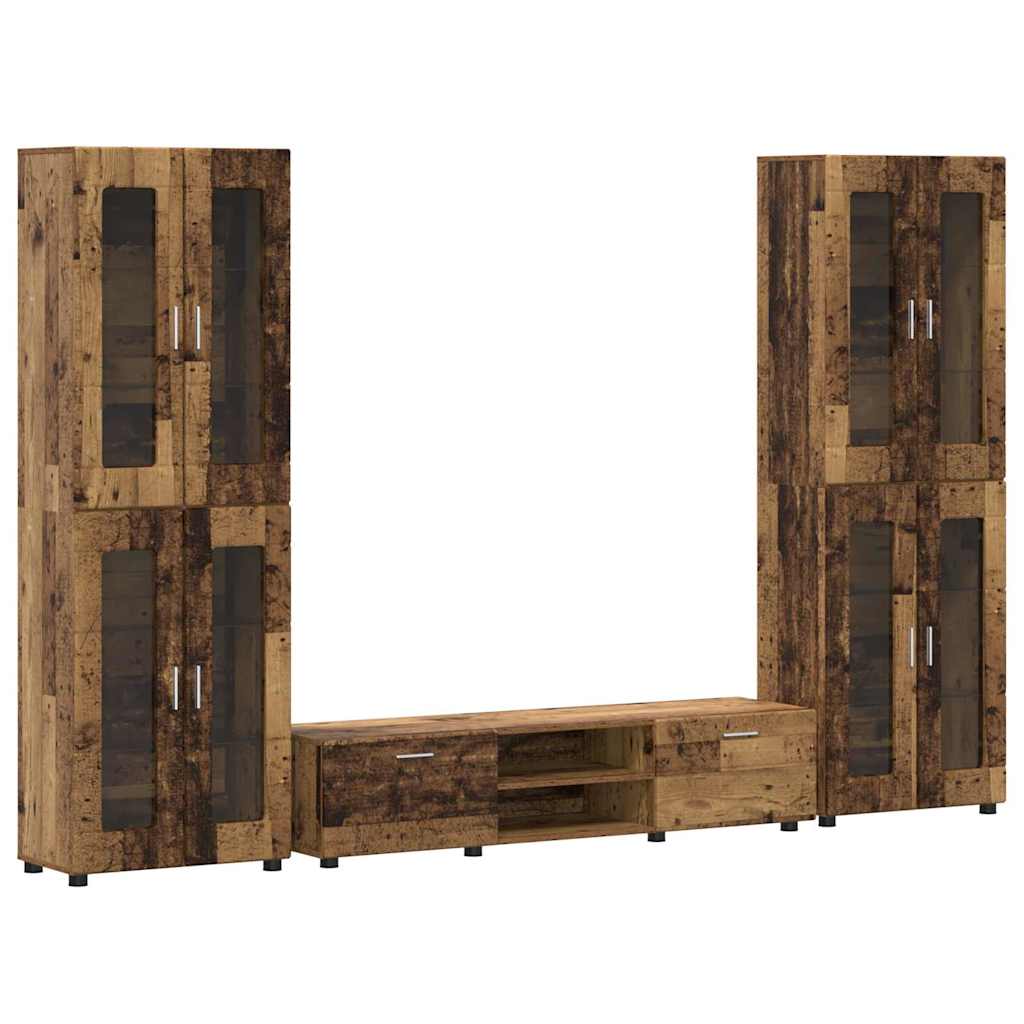 Tv-meubelset met lade FLORIN 3 pcs Oudhout Bewerkt hout is nu te koop bij PeponiXL, paradijselijk wonen!