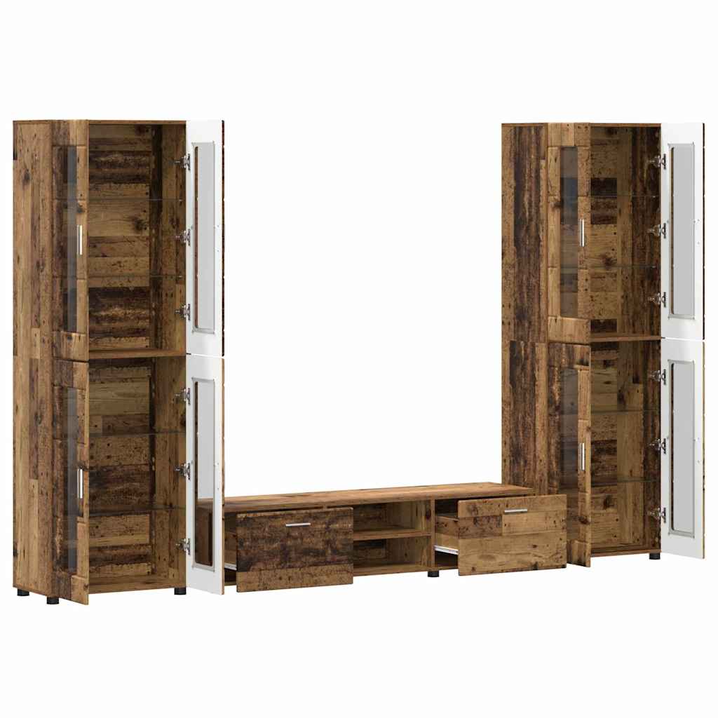 Tv-meubelset met lade FLORIN 3 pcs Oudhout Bewerkt hout is nu te koop bij PeponiXL, paradijselijk wonen!