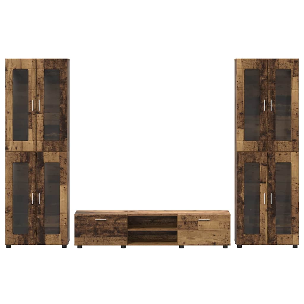 Tv-meubelset met lade FLORIN 3 pcs Oudhout Bewerkt hout is nu te koop bij PeponiXL, paradijselijk wonen!