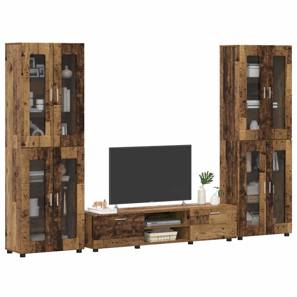 Tv-meubelset met lade FLORIN 3 pcs Oudhout Bewerkt hout is nu te koop bij PeponiXL, paradijselijk wonen!