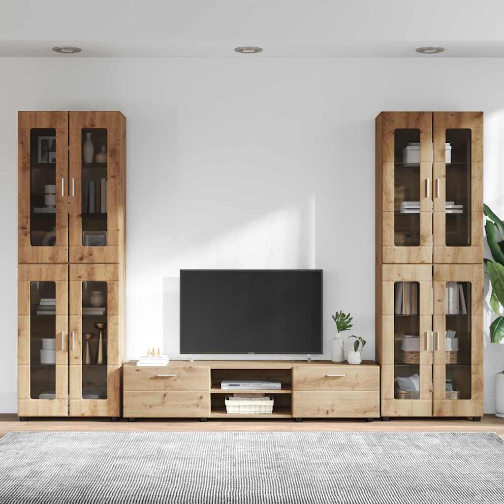 Tv-meubelset met lade FLORIN 3 pcs Artisan Eiken Bewerkt hout is nu te koop bij PeponiXL, paradijselijk wonen!