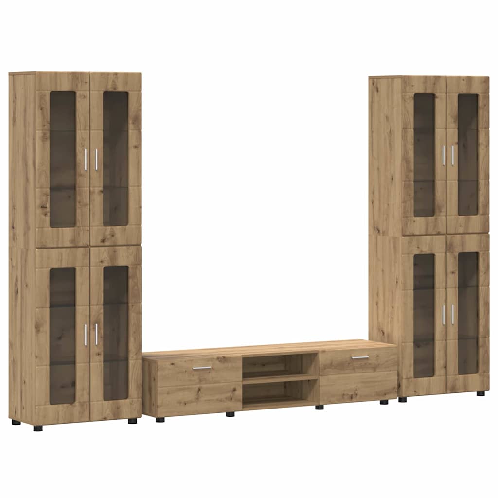 Tv-meubelset met lade FLORIN 3 pcs Artisan Eiken Bewerkt hout is nu te koop bij PeponiXL, paradijselijk wonen!