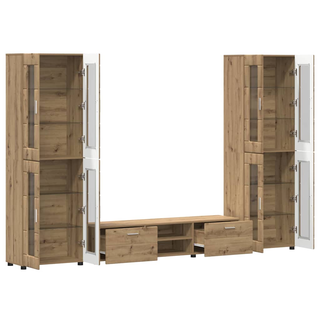 Tv-meubelset met lade FLORIN 3 pcs Artisan Eiken Bewerkt hout is nu te koop bij PeponiXL, paradijselijk wonen!