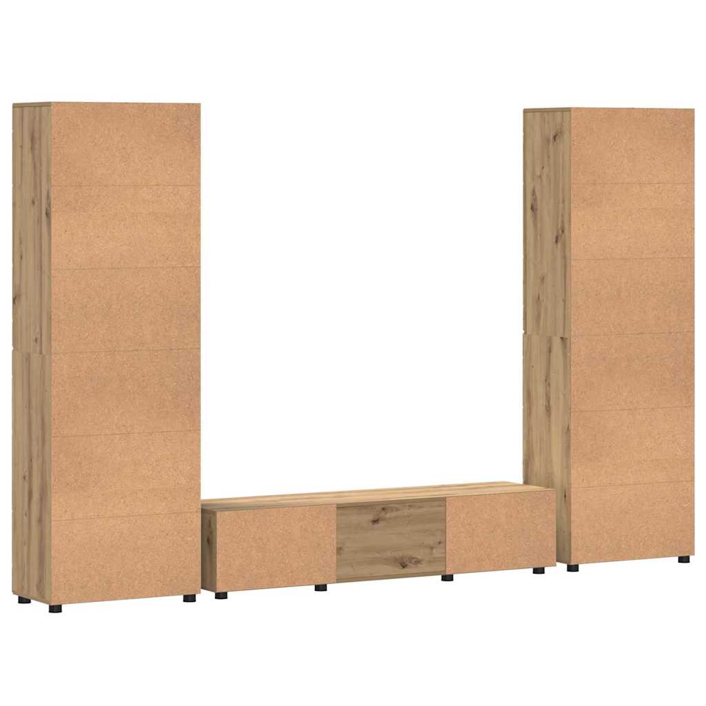 Tv-meubelset met lade FLORIN 3 pcs Artisan Eiken Bewerkt hout is nu te koop bij PeponiXL, paradijselijk wonen!