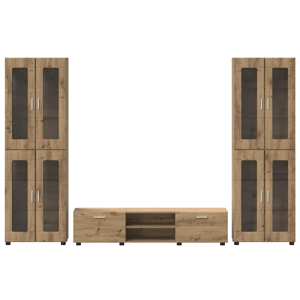 Tv-meubelset met lade FLORIN 3 pcs Artisan Eiken Bewerkt hout is nu te koop bij PeponiXL, paradijselijk wonen!