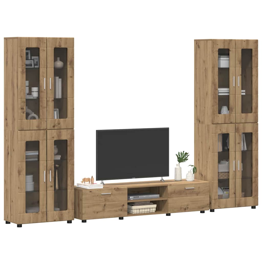 Tv-meubelset met lade FLORIN 3 pcs Artisan Eiken Bewerkt hout is nu te koop bij PeponiXL, paradijselijk wonen!