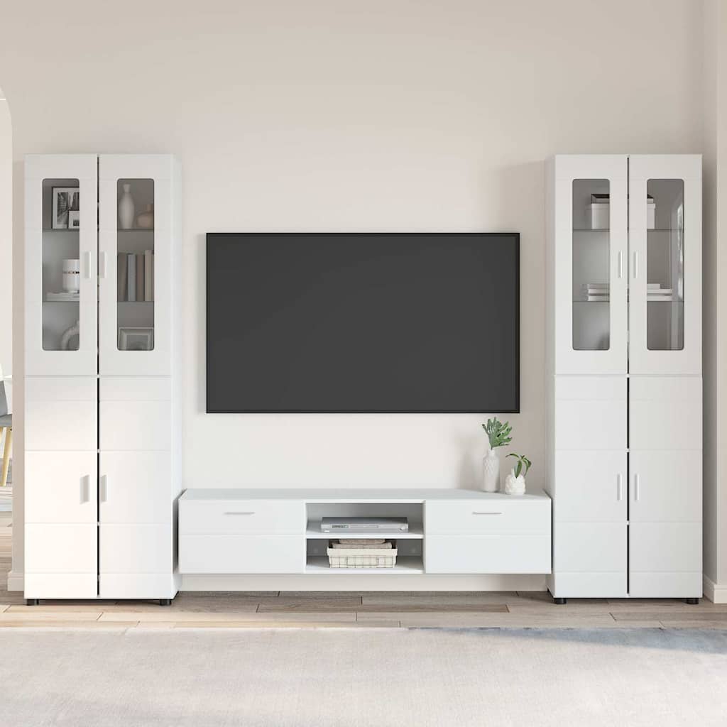 Tv-meubelset met lade met plank FLORIN 3 pcs Wit Bewerkt hout is nu te koop bij PeponiXL, paradijselijk wonen!