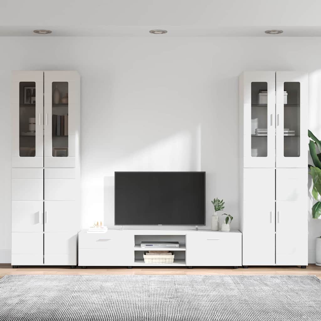 Tv-meubelset met lade met plank FLORIN 3 pcs Wit Bewerkt hout is nu te koop bij PeponiXL, paradijselijk wonen!