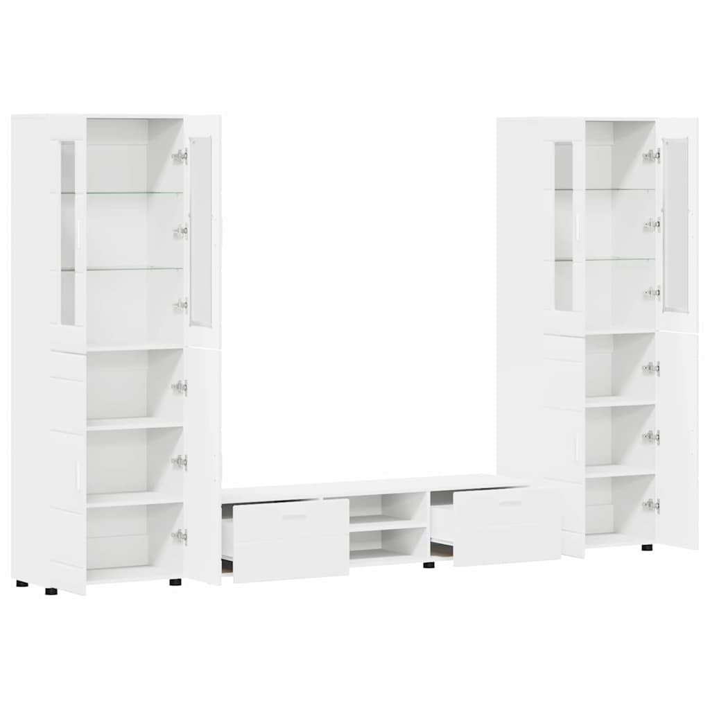 Tv-meubelset met lade met plank FLORIN 3 pcs Wit Bewerkt hout is nu te koop bij PeponiXL, paradijselijk wonen!