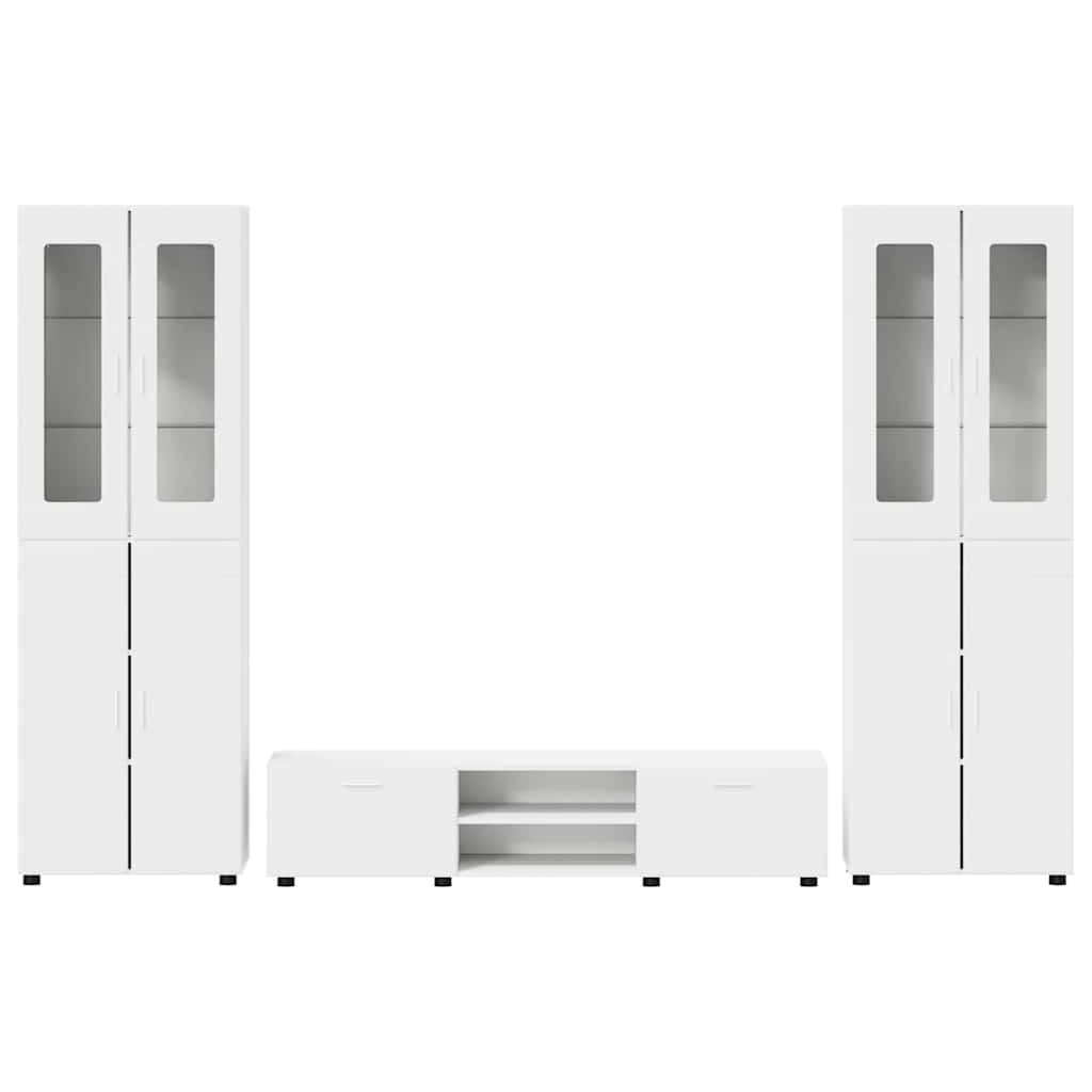 Tv-meubelset met lade met plank FLORIN 3 pcs Wit Bewerkt hout is nu te koop bij PeponiXL, paradijselijk wonen!