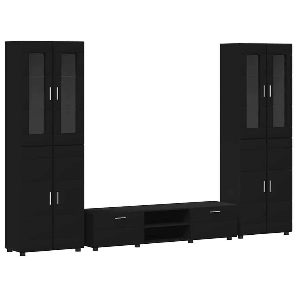 Tv-meubelset met lade met plank FLORIN 3 pcs Zwart Bewerkt hout is nu te koop bij PeponiXL, paradijselijk wonen!
