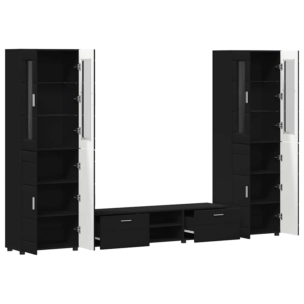 Tv-meubelset met lade met plank FLORIN 3 pcs Zwart Bewerkt hout is nu te koop bij PeponiXL, paradijselijk wonen!