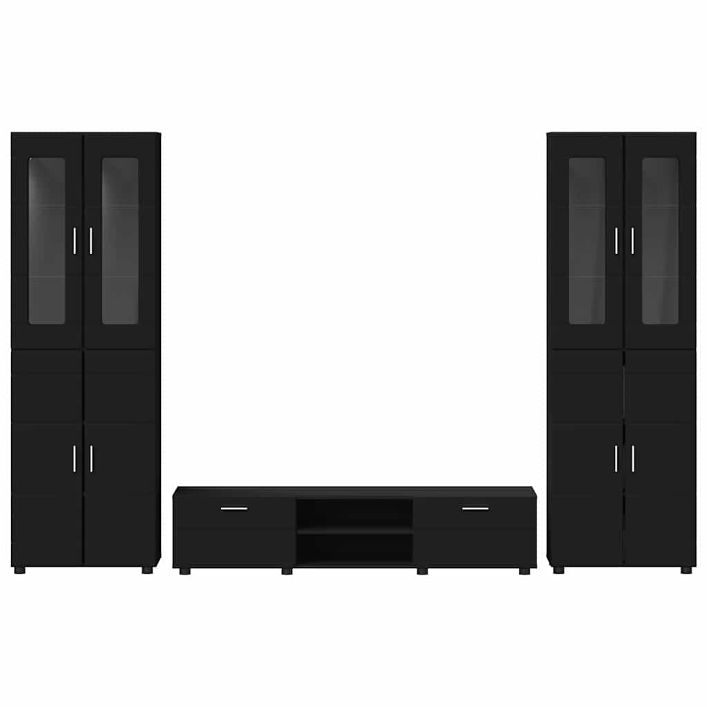 Tv-meubelset met lade met plank FLORIN 3 pcs Zwart Bewerkt hout is nu te koop bij PeponiXL, paradijselijk wonen!