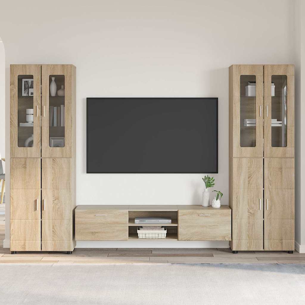 Tv-meubelset met lade FLORIN 3 pcs Sonoma Eiken Bewerkt hout is nu te koop bij PeponiXL, paradijselijk wonen!