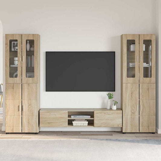 Tv-meubelset met lade FLORIN 3 pcs Sonoma Eiken Bewerkt hout is nu te koop bij PeponiXL, paradijselijk wonen!