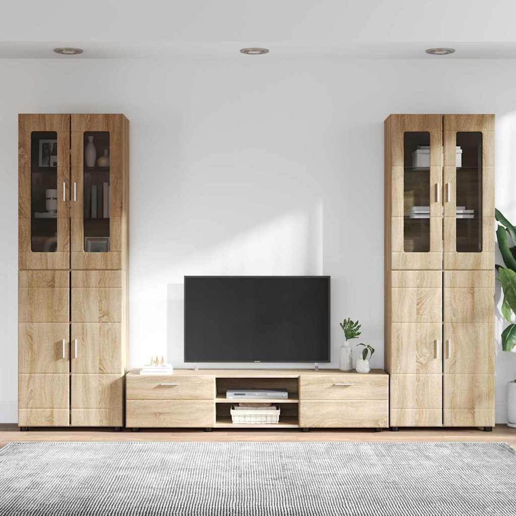 Tv-meubelset met lade FLORIN 3 pcs Sonoma Eiken Bewerkt hout is nu te koop bij PeponiXL, paradijselijk wonen!