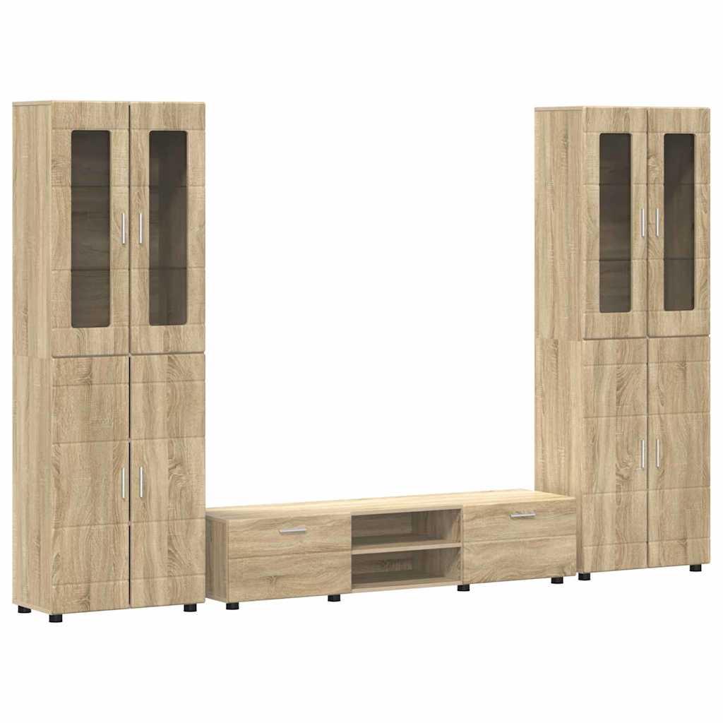 Tv-meubelset met lade FLORIN 3 pcs Sonoma Eiken Bewerkt hout is nu te koop bij PeponiXL, paradijselijk wonen!